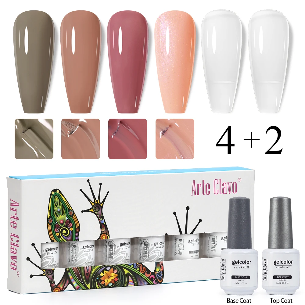 Arte Clavo-Kit de Esmalte de Gel para uñas, 6 colores, 8ML, suministros para uñas, Vernis semipermanente para manicura, juego de Esmaltes de Gel UV
