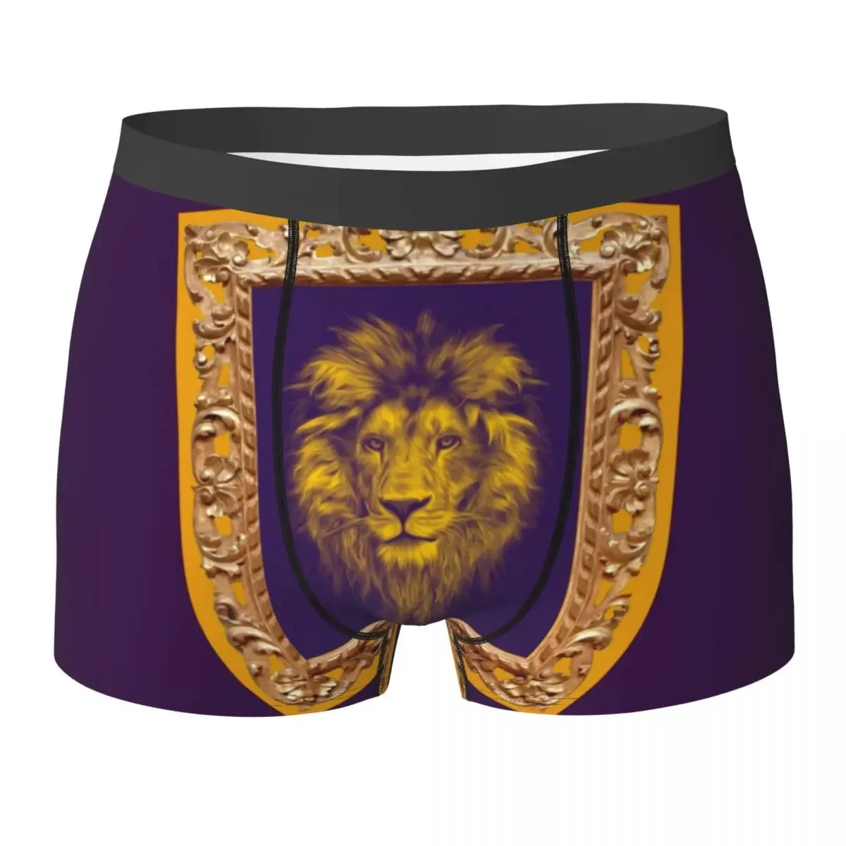 Men Petra's Golden Framed Lion Boxer Shorts Panties Breathable Underwear Male Funny Underpants