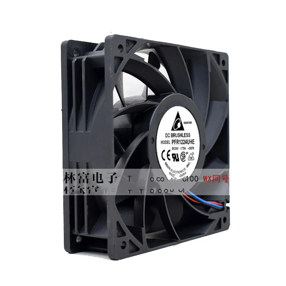 3 Fios Servidor Cooler Fan, Delta PFR1224UHE, CE75, 12cm, DC, 24V, 1.75A, 120x120x38mm