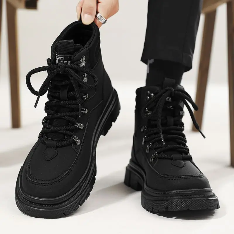 

Осень-зима 2023, новые мужские высокие рабочие ботинки в американском стиле ретро, уличная противоскользящая износостойкая походная обувь с ручкой