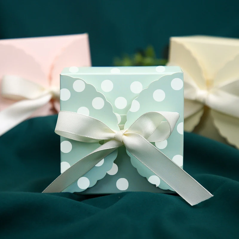 5pcs Gift Box With Ribbon Bow Pink Kraft Paper Wedding Candy Boxes Birthday Party Gifts  Packaging Christmas Decoration For Home view 3