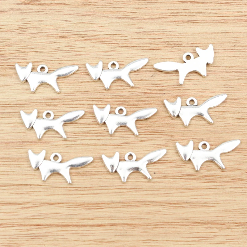 30pcs 20x10mm Antique Silver Plated Fox Handmade Charms Pendant:DIY for bracelet necklace