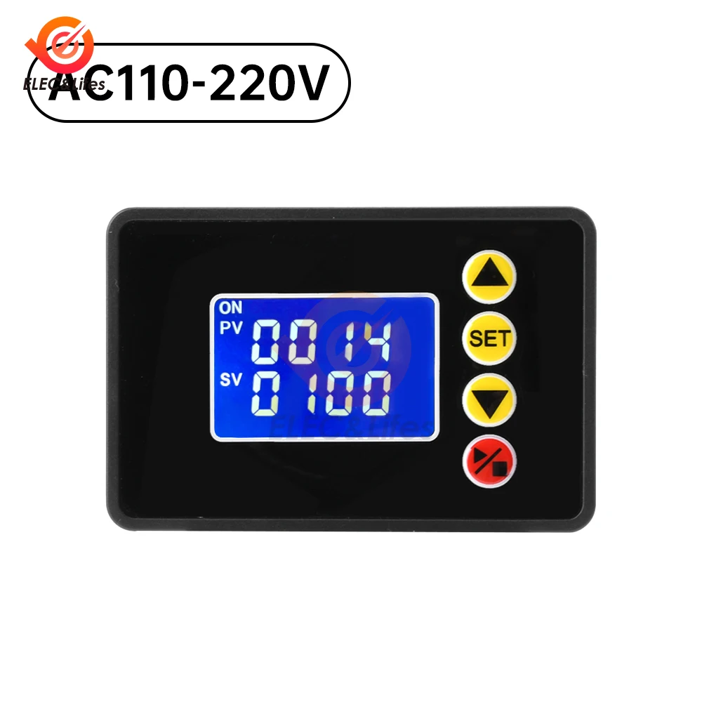 W3050 1.37 inch LCD Display Microcomputer Time Controller AC 110V 220V Dual Digital 0000~9999 Seconds Time Delay Switch