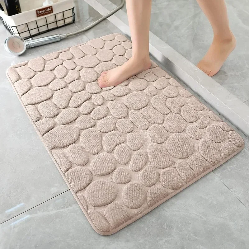 Non-slip Mat Carpets Cobblestone Embossed Bathroom Bath In Wash Basin Bathtub Side Floor Rug Shower Room Doormat Memory Foam