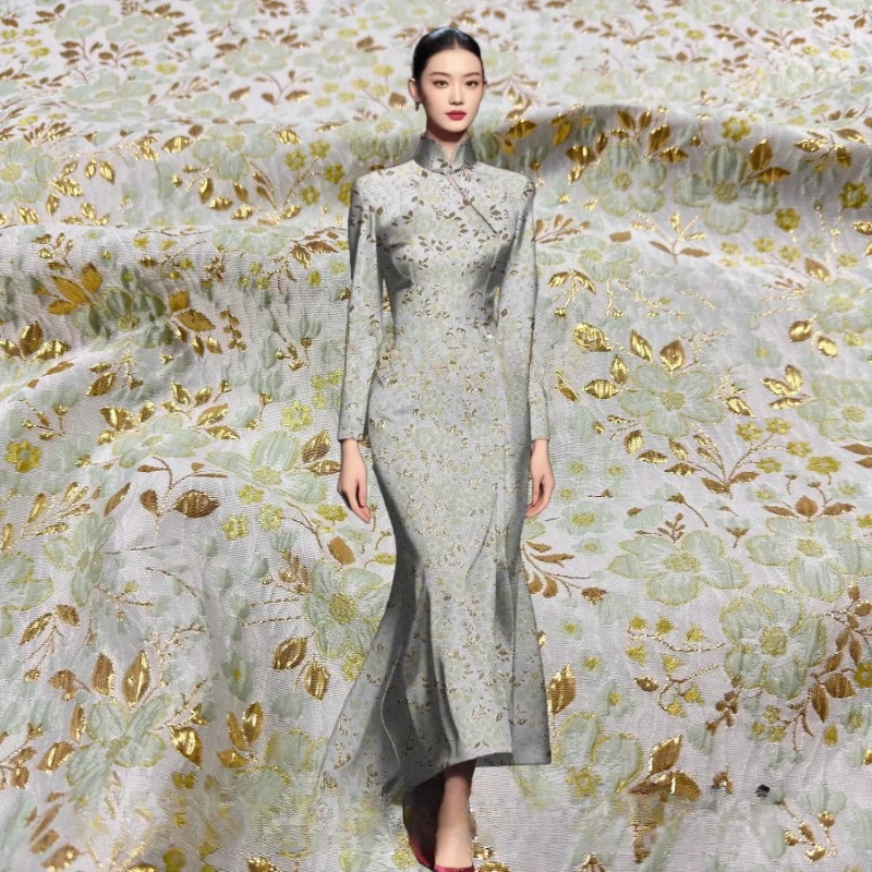 

Metal Wire Flower Jacquard Clothing Fabric Dress Windbreaker Brocade Dress Fabrics Cloth for Diy Sewing Material By Meter