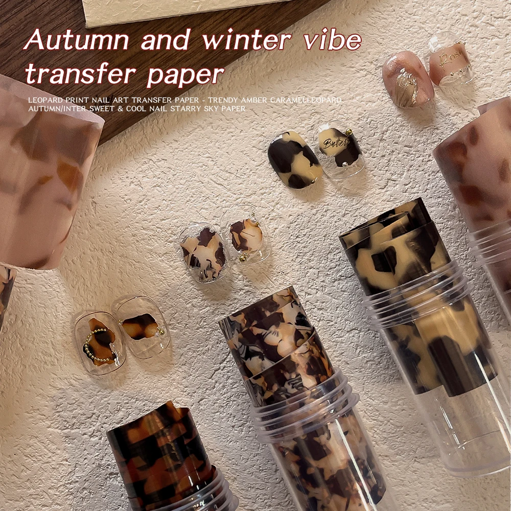 1 rollo de láminas para uñas con estampado de leopardo, papel de transferencia, pegatinas para decoración de uñas con patrón de animales salvajes sexis, calcomanías para manicura para diseño de uñas DIY
