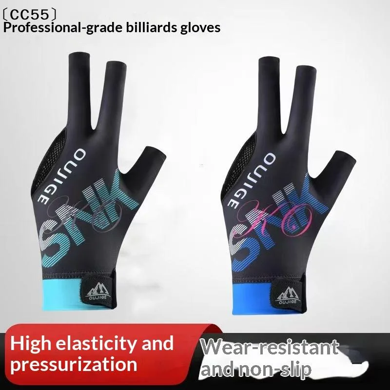 Open Finger Billiard Gloves Breathable Polyester Snooker Pool Glove Anti-Slip Adjustable BilliardTraining Cue GloveCC55