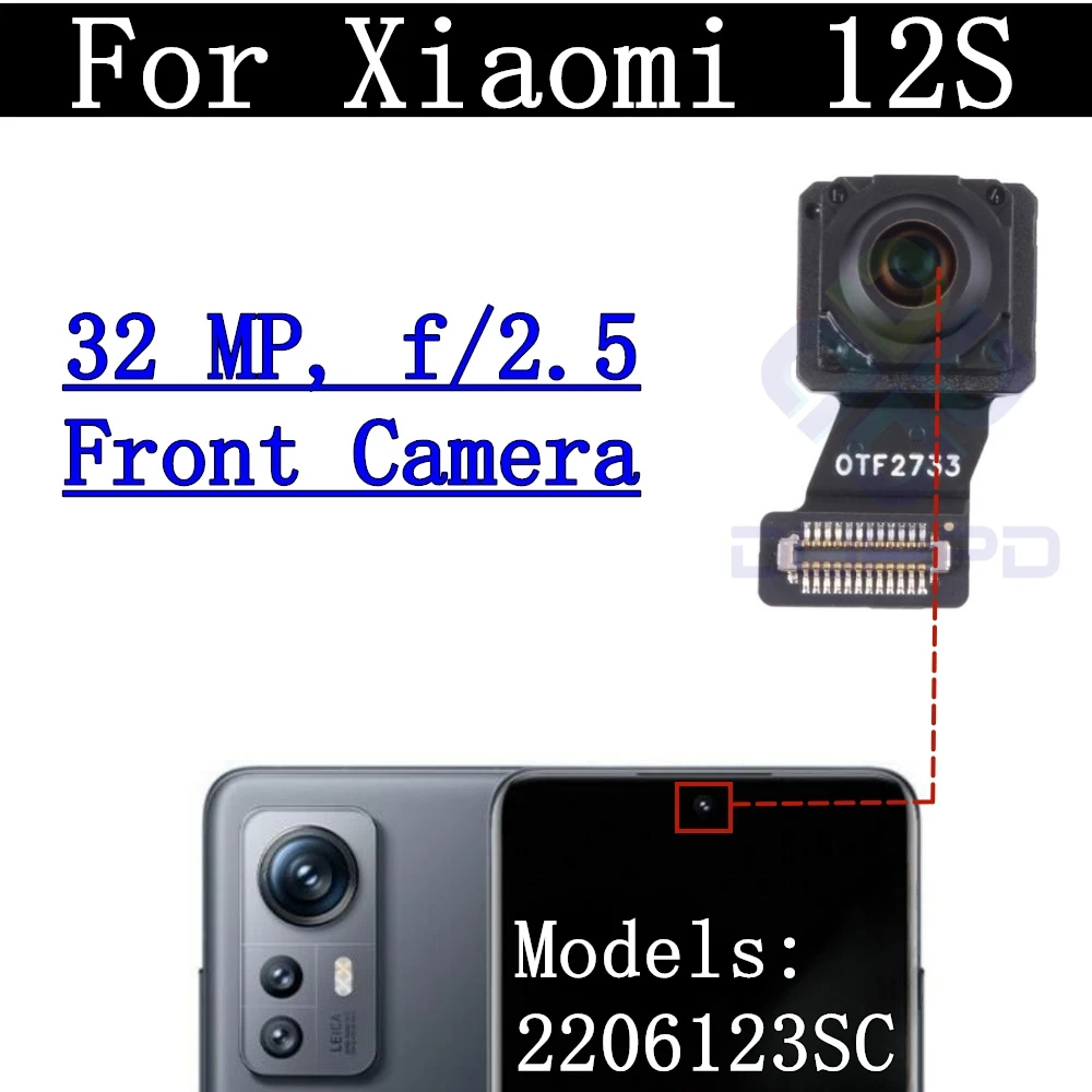 

Гибкий кабель передней и задней камеры для Xiaomi Mi 12S, фронтальная селфи, широкая основная задняя рамка камеры, стеклянная линза