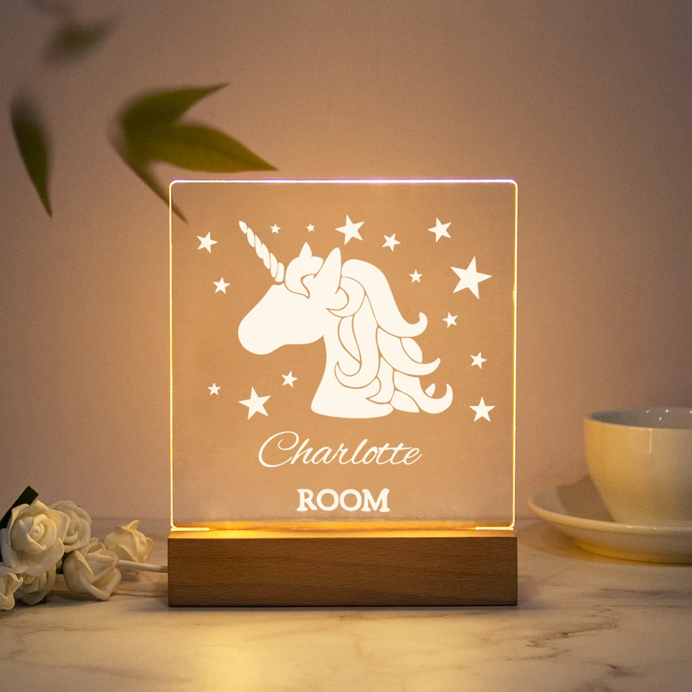 Drop Shipping Personalized Nightlight USB LED Customized Name 3D Lamp  Decoration Bedroom Toys Birthday For Baby Children Gift