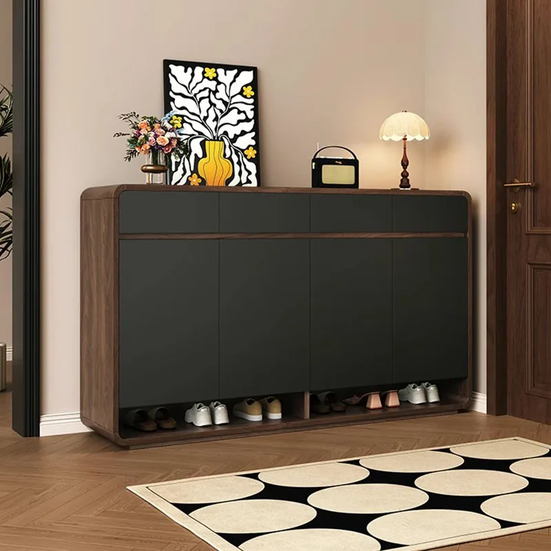 

-+-Luxury Nordic Shoe Cabinet Organizer Storage Mobile Living Room Display Wooden Shoe Shelf Vertical Muebles Shoemakers Furnitu