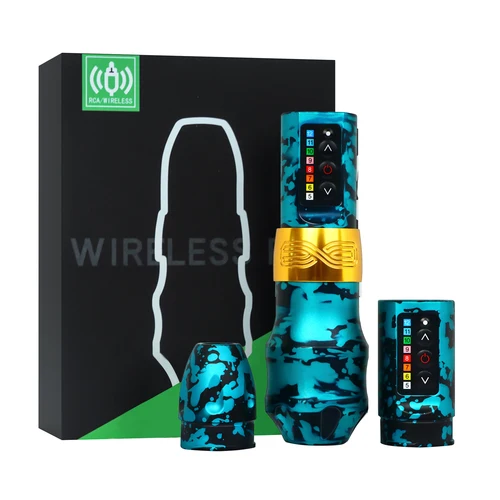 EXO-máquina de tatuaje inalámbrica, 4,0 tiempos, 2400mAh, 2 baterías, batería de litio de gran capacidad, Motor sin núcleo fuerte para tatuador