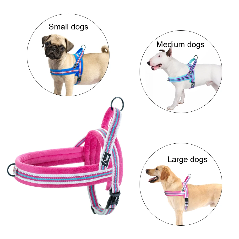 Winter Warm Soft Padded Dog Harness No Pull Dog Harness Vest Reflective Adjustable Pet Training Vest For Small Medium Large Dogs