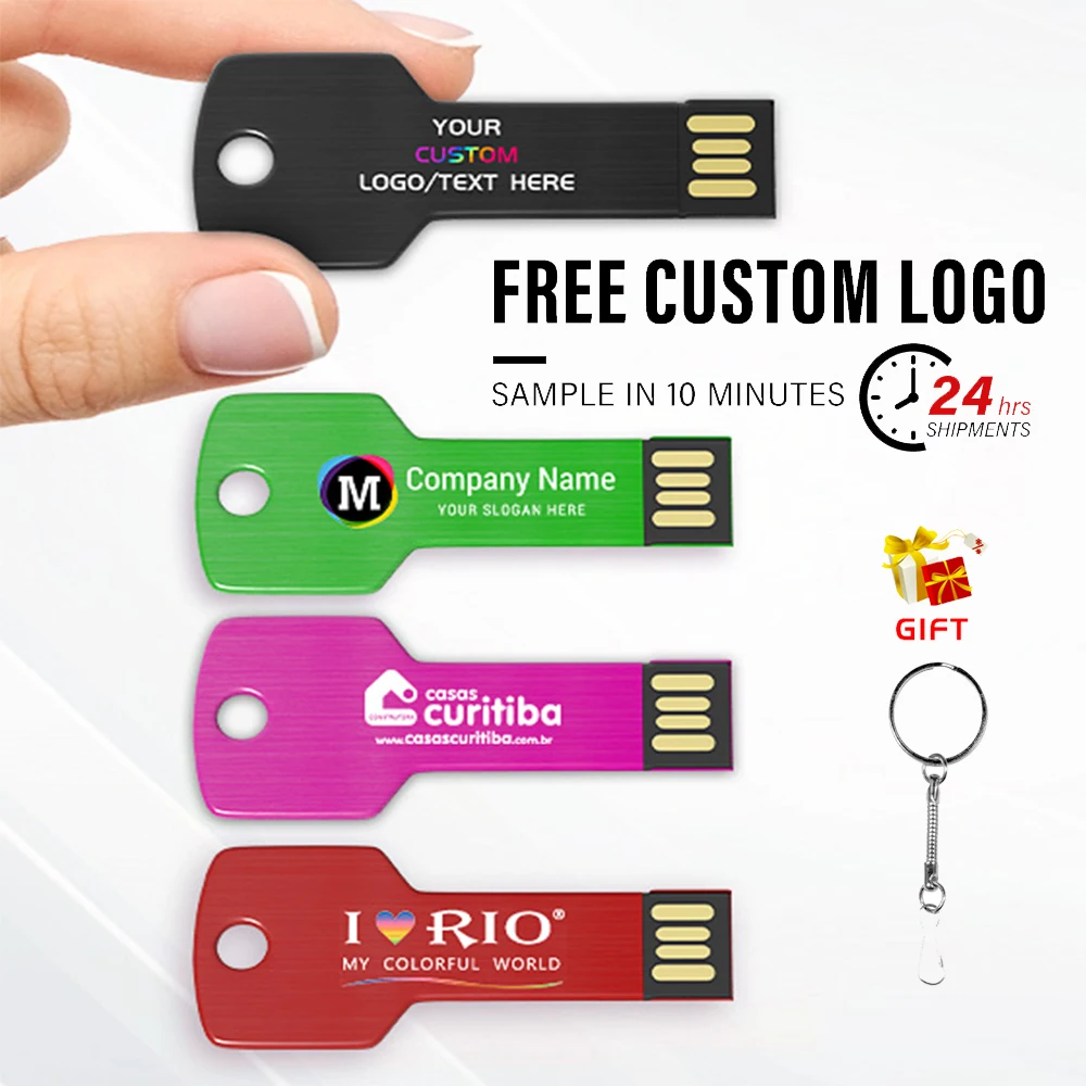 

Custom Logo USB Key Shape Pendrive Metal Memory Stick 4GB 8GB 16GB 32GB 64GB Usb Flash Drive Pen Drive Flash Usb Disk Pen Drive