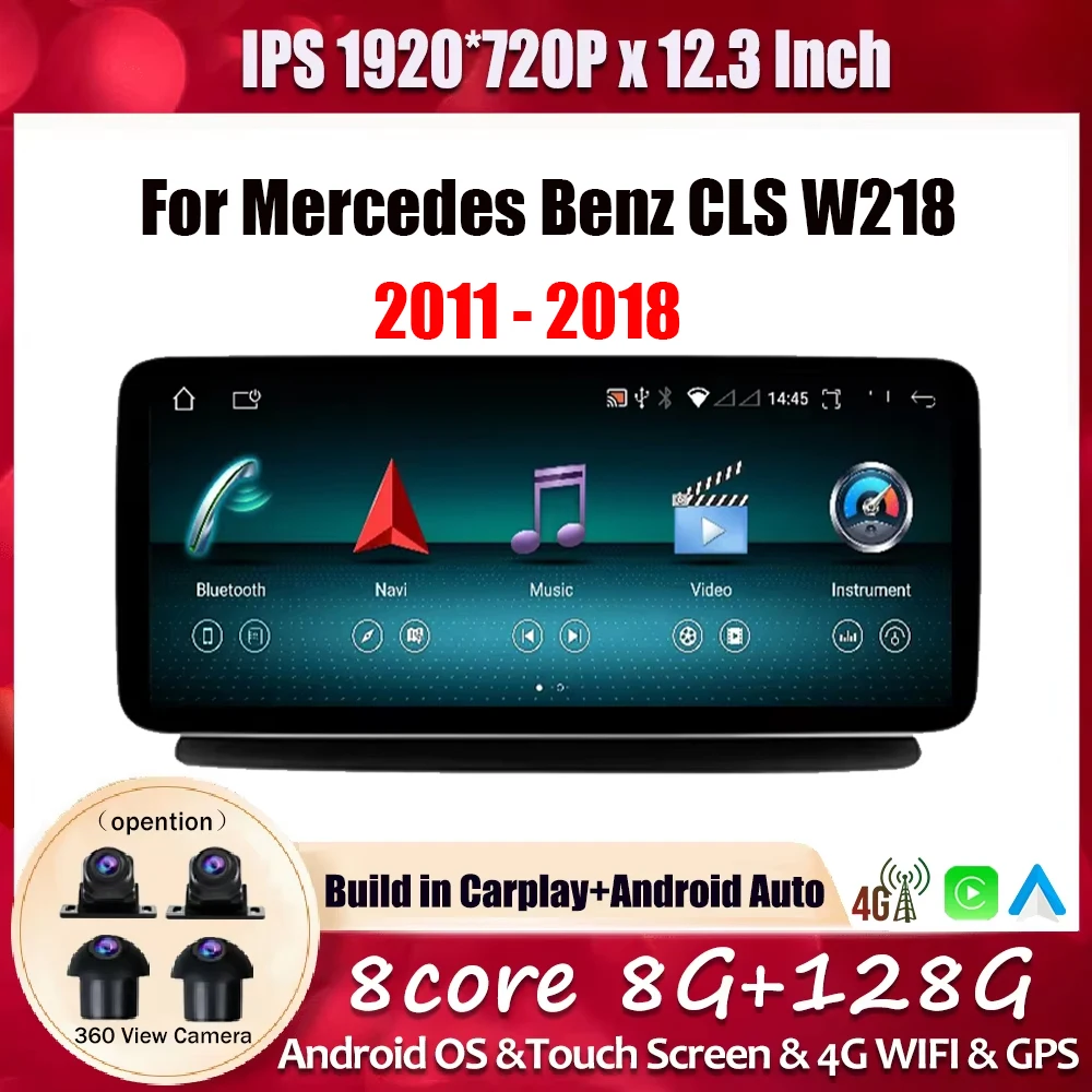 

Carplay Tools Bluetooth 4G 12.3Inch Car Radio Screen For Mercedes Benz CLS W218 2011 - 2018 Multimedia Video Player DSP Stereo