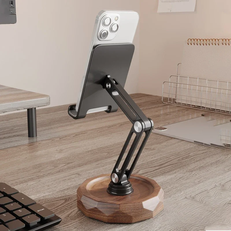 Creative Rotating Mobile Holder, Minimalist Wooden Desktop Stand, Universal Folding, IPad Support, Versatile Stand, Handy