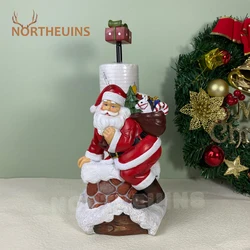 NORTHEUINS Santa Claus Figurines Resin Tissue Storage Rack Xmas Christmas Home Navidad Decor Kitchen Dining Table Accessories