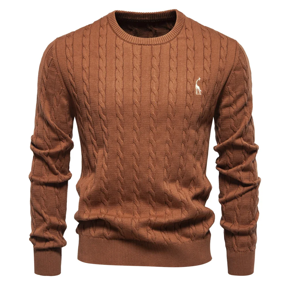 2024 High-quality Men\'s Sweater Pullover New Deer Embroidery Solid Color Knitted Sweater Men\'s Knit Sweaters  Men Clothing