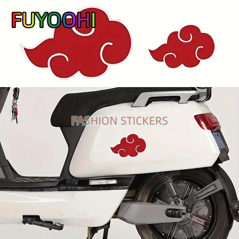 شارات FUYOOHI Red Cloud: ملصقات مقاومة للماء والخدش للدراجات النارية والسيارة والشاحنة والإكسسوارات - رمز الحظ الجيد