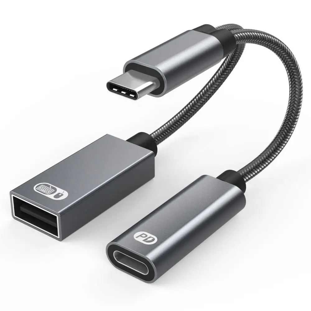 لوحة المفاتيح الماوس مزامنة البيانات الهاتف اللوحي 60W PD شحن سريع USB نوع C كابل OTG محول محول