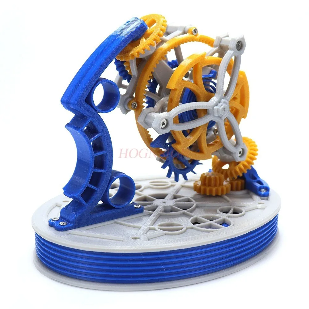 Dual axis tourbillon model power 3D printing pendulum clock mechanical principle desktop pendulum gear