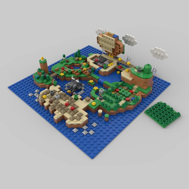 

760pcs MOC Mariose World Dinosaur Land Map Icons Model Building Blocks Construction Toy Creative Christmas Gifts Idea Education