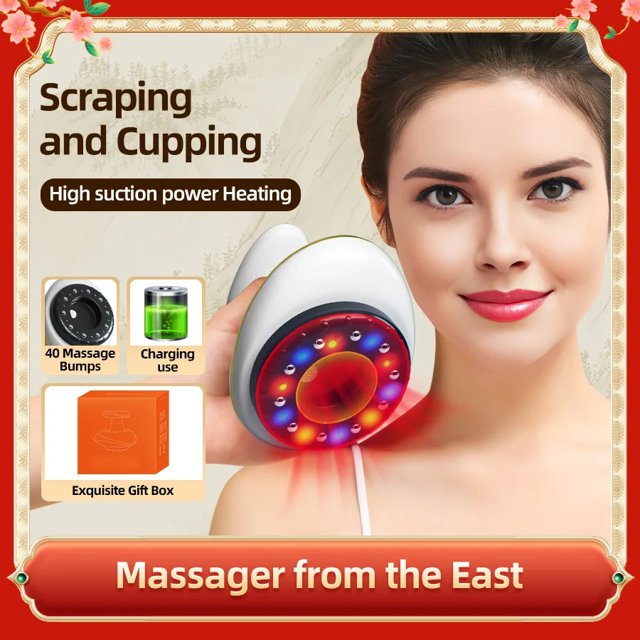 JianYouCare Gua sha Cupping Scraping Massage Device Red Light Suction Jars heating Vacuum Cupping Therapy Body Fatigue Relieve