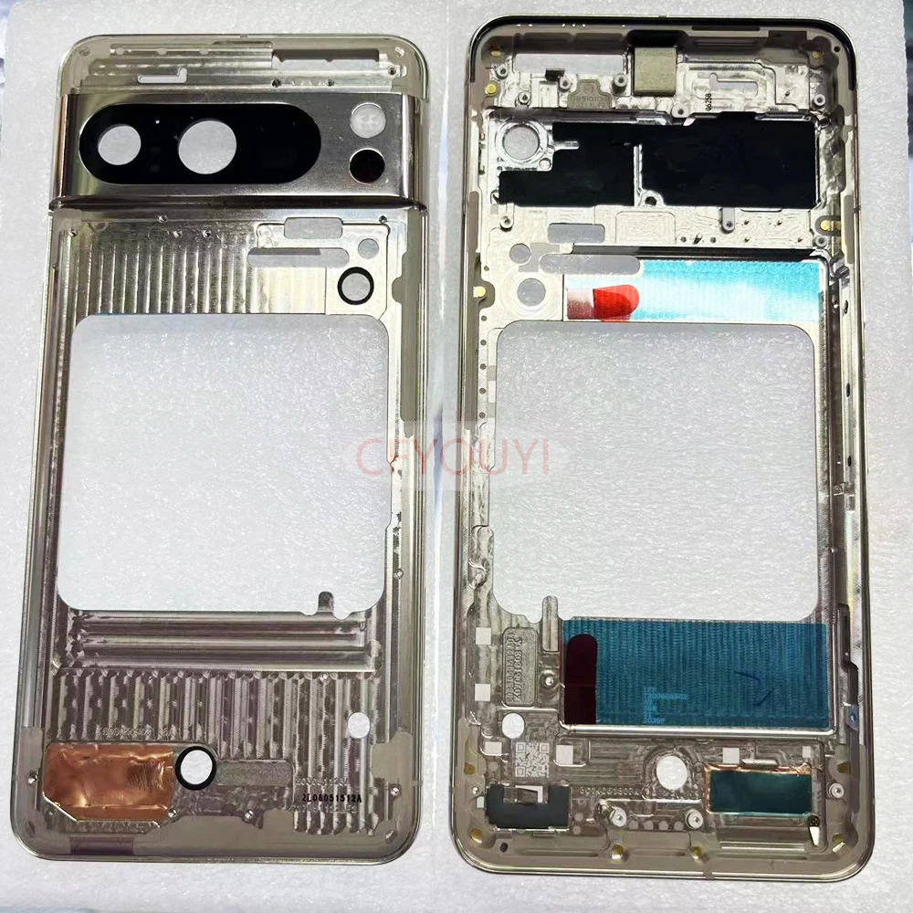 For Google Pixel 8 Pro Front Housing LCD Frame Bezel Plate Replacement Part - Gold/Black/Blue