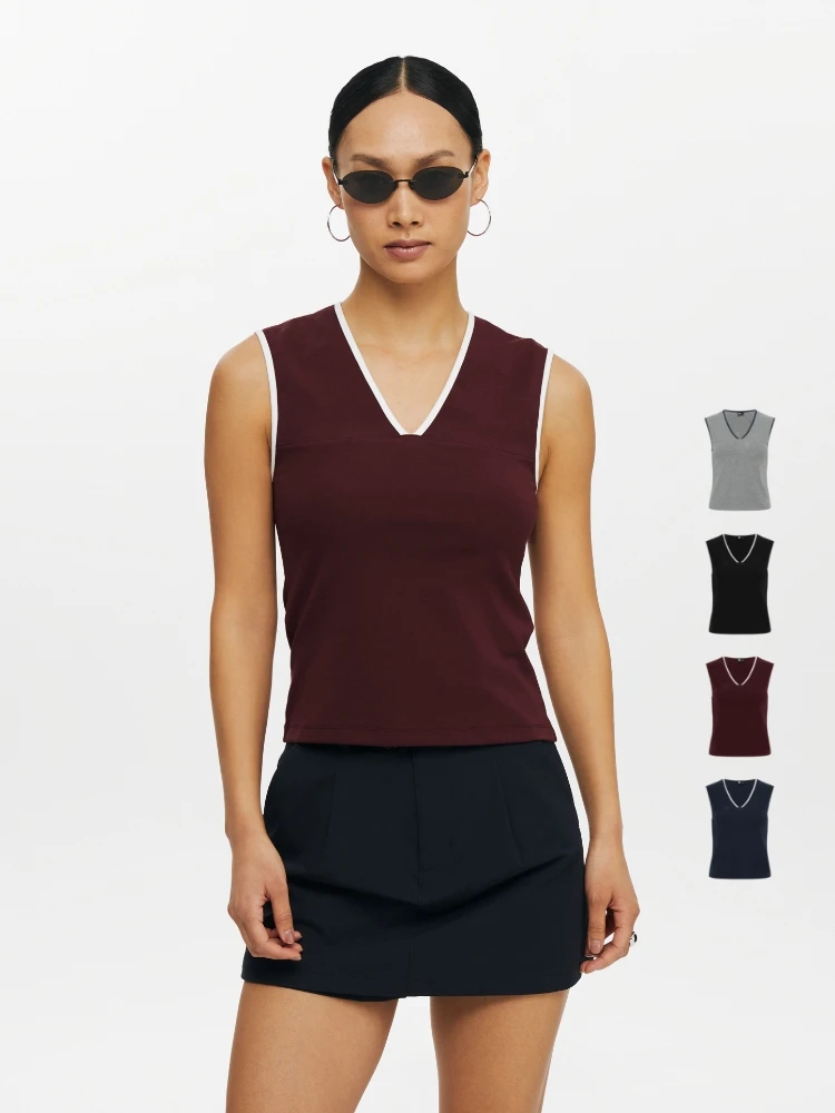 

Женская майка Oneup Color Blo с V-образным вырезом, летняя, для активного отдыха, из чистого хлопка, облегающая, для спорта и йоги