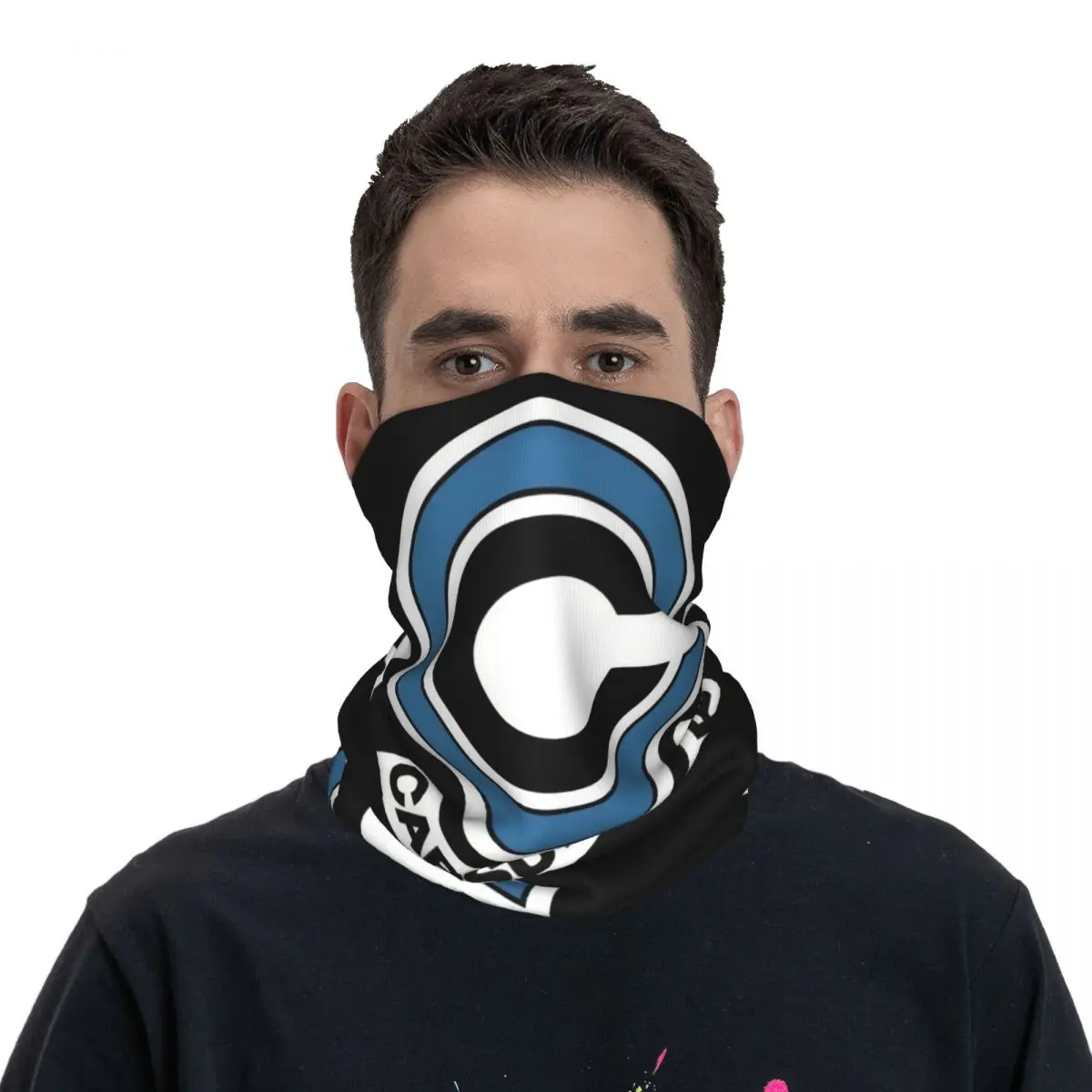 Capsule Corp Logo Neck Gaiter impreso Unisex, máscara facial, bufanda, diadema cálida, senderismo, a prueba de viento