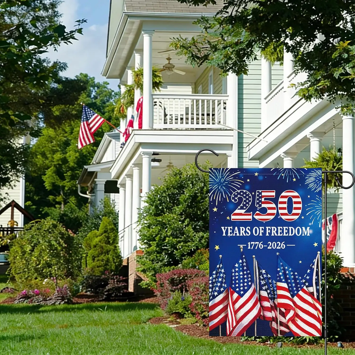250th Anniversary Garden Flag 12x18 Inch Burlap，Freedom Yard Sign 4th of July Double-Sided 1776-2026 Commemorative Yard Flag IIC
