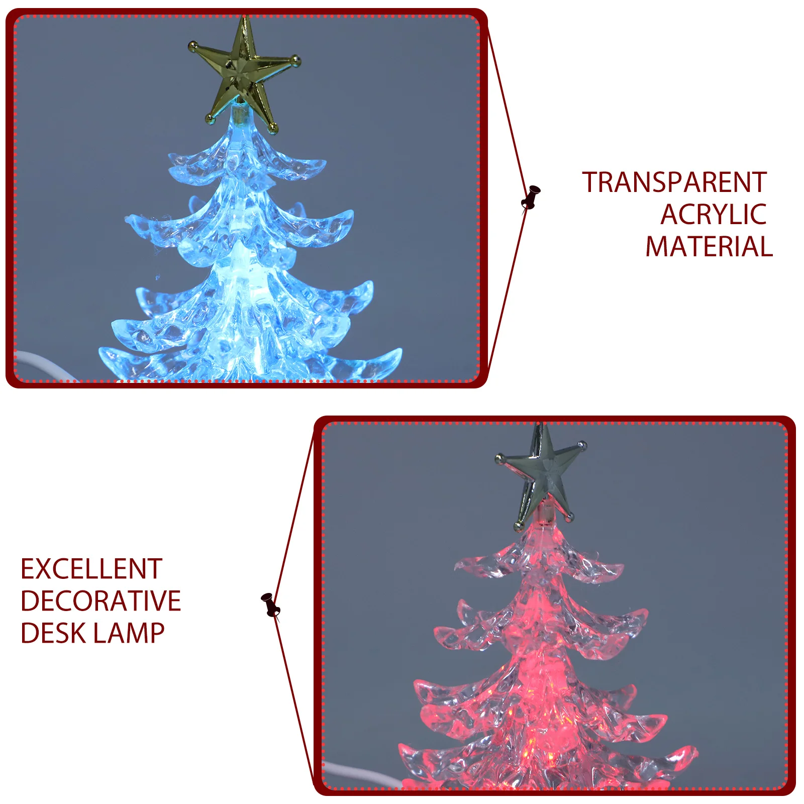 2 قطعة شجرة عيد الميلاد ضوء الليل Rgb متعدد الألوان وامض LED مصباح USB بالطاقة الزخرفية السرير الخفيفة للمنزل مكتب