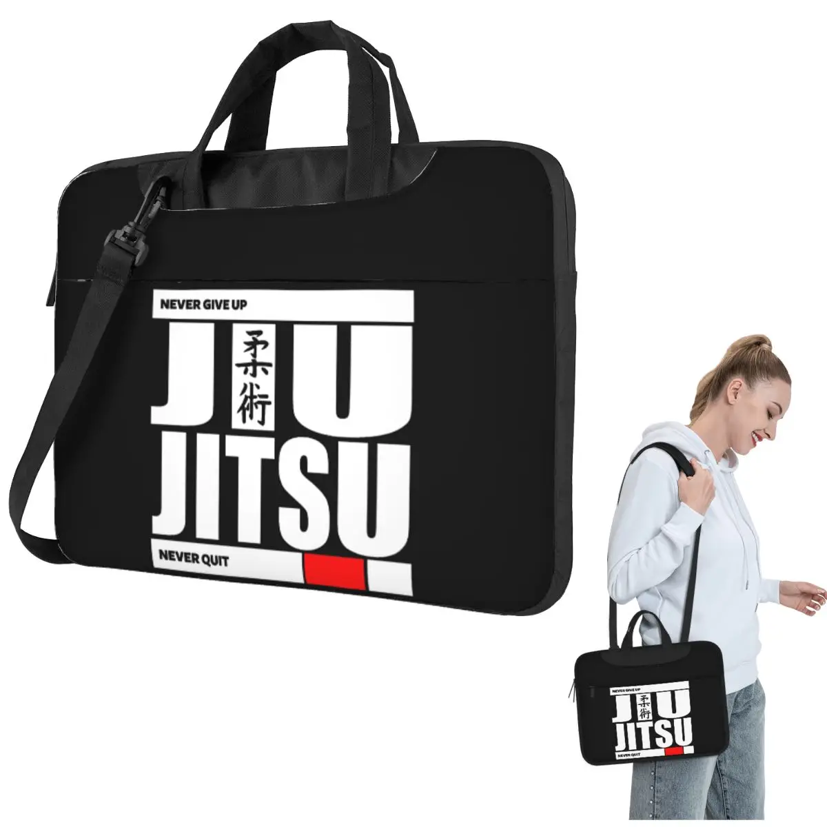 

Jiu Jitsu - Never Give Up Never Quit Crossbody Laptop Bag Case Computer Bag 13 14 15.6 Inch Notebook Pouch for Macbook Pro
