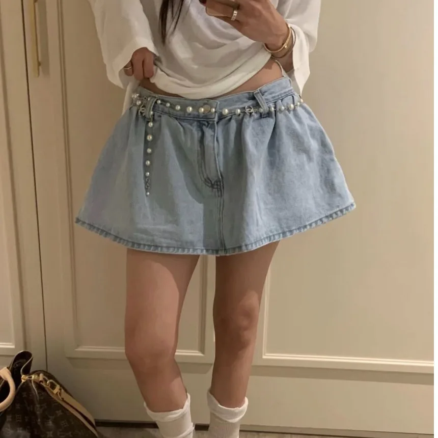 

Spring Summer 2026 Korean Sle Faion Slimming Casual Versatile Button down Denim Skirt Women's mid Waist A-Line Skirt