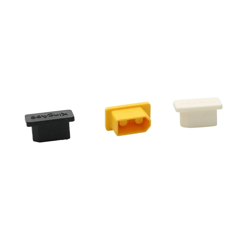 20PCS XT60 Female Plug Dust Cover Yellow/Black/White PVC Connector Protection Cap Avoid Battery Short Circuits for RC Airplane