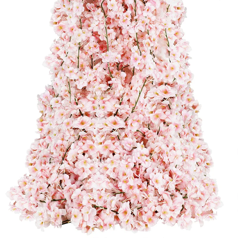 Artificial Cherry Blossom Vines Silk Flower Garland Vine for Outdoor Garden Arch Decor Home Wedding Christmas Decoration Rattan