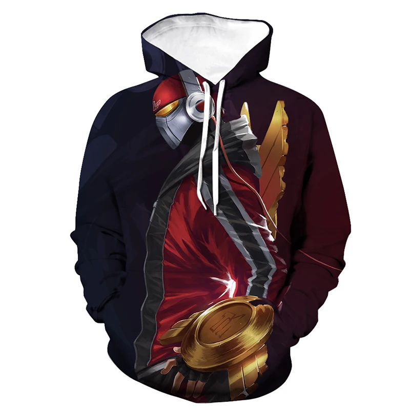 LOL لعبة هوديس جامعة أساطير ثلاثية الأبعاد مطبوعة مقنع البلوز البلوز الرجال النساء الرياضة رداء علوي غير رسمي الهيب هوب للجنسين هودي