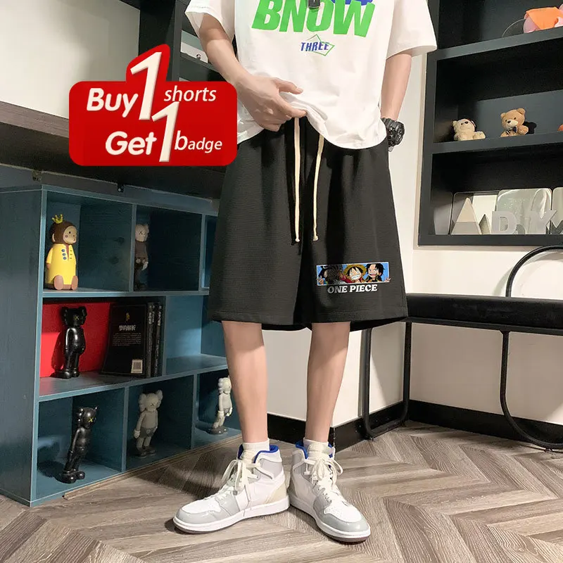 Japanische Anime One Piece Gym Shorts Mann Sommer Y2k Shorts Fünf-Punkte-Hose Damen Übergroße Casual Gym Schnell trocknende Strandhose