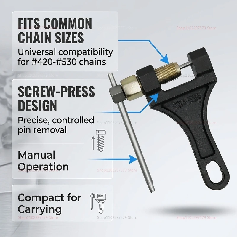Professional Motorcycle Chain Breaker Tool Chain Link Remover Separator Riveting Tool for 420 530 Chains Repair and Maintenance