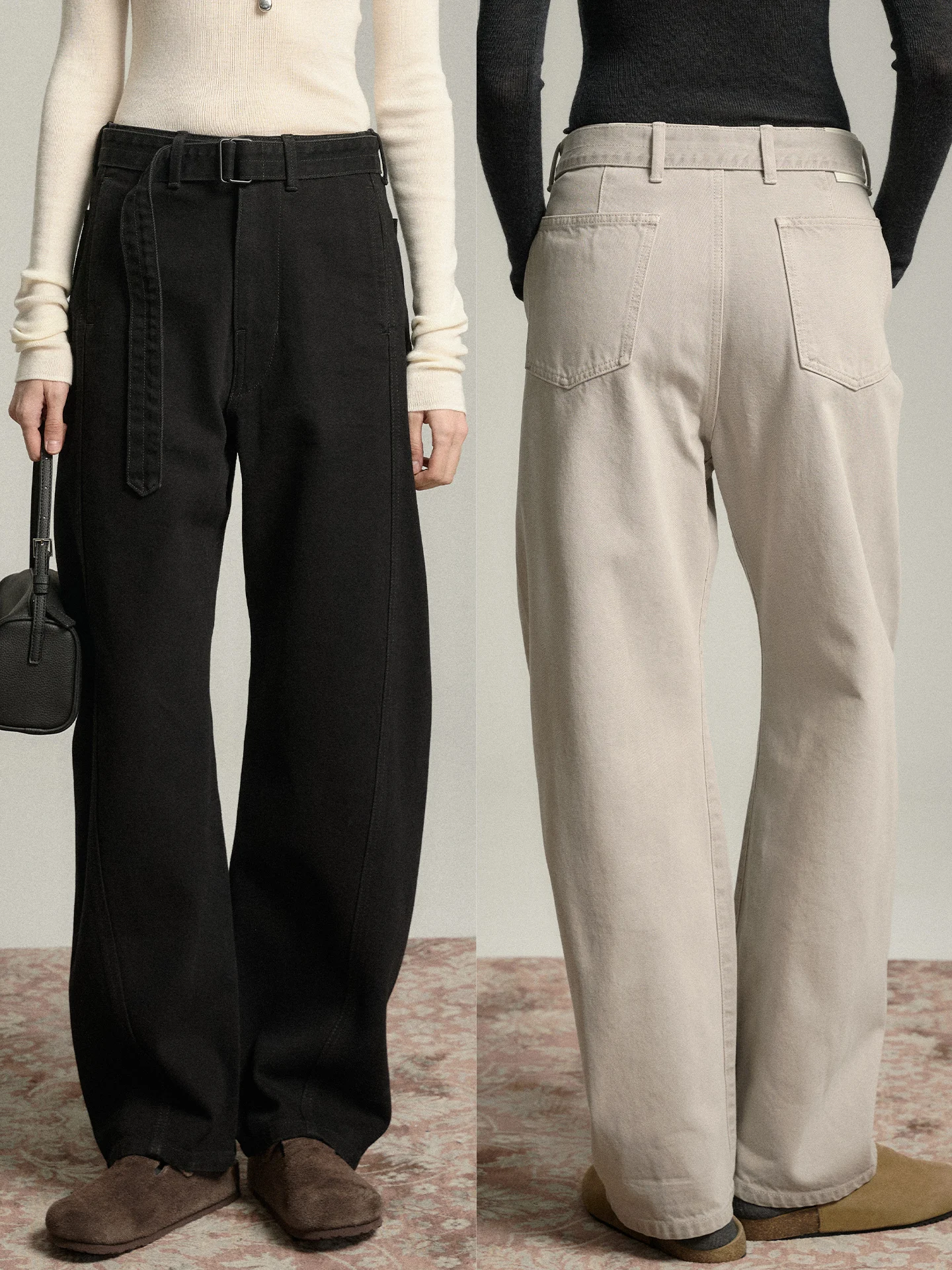 

Fre Moi Quali Хлопковые джинсовые модные дневные слова Синие пояса с косой на талии Женские джинсы свободного покроя Дышащая кожа...