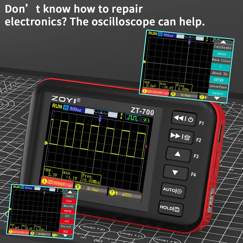 

ZOYI ZT-700 4-in-1 Portable Oscilloscope 10MHz Handheld Signal Generator DAP Emulator Offline Downloader Tool