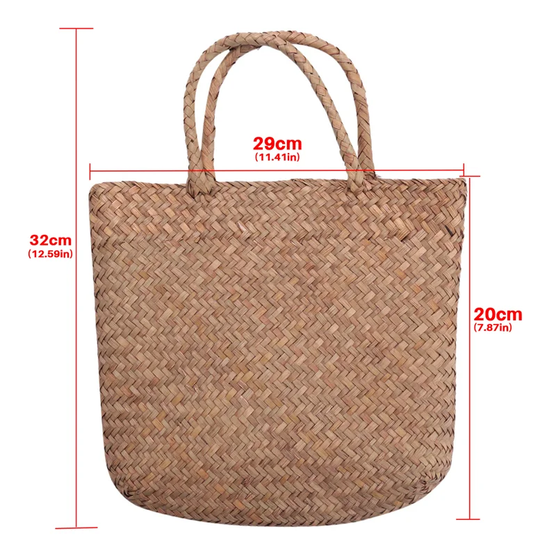 PROMOTION! Casual Straw Bag Natural Wicker Tote Bags Women Braided Handbag For Garden Handmade Mini Woven Rattan Bags