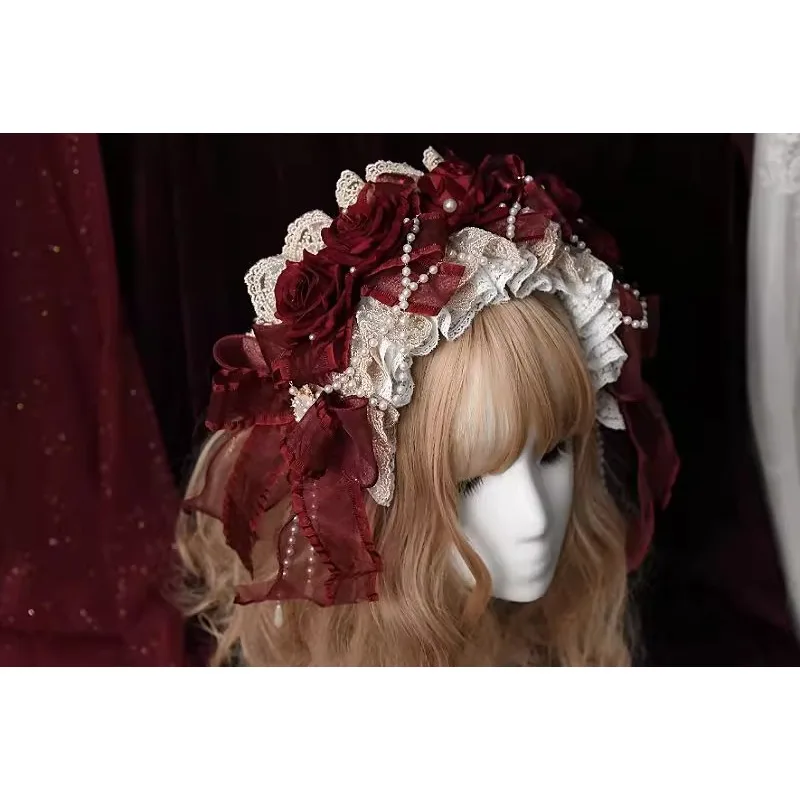 لوليتا عقال KC عقال روز الدانتيل القوس رائع الصناعة الثقيلة قصر الذهب الأحمر #6