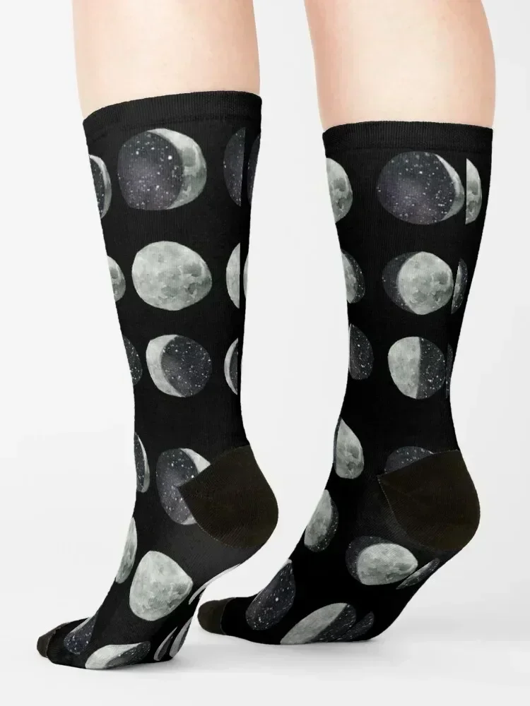 مراحل القمر - قميص القمر - فستان القمر - ملصق - جوارب مائية وحبر مصممة ساخنة للجري جوارب نسائية للرجال #4