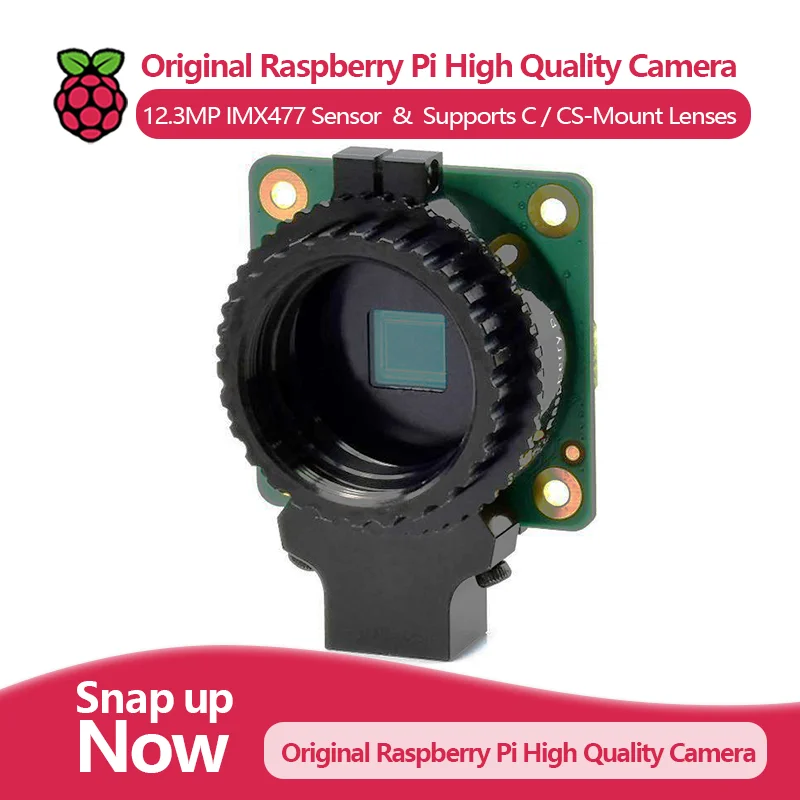 

Original Raspberry Pi High Quality Camera, 12.3MP IMX477 Sensor, High Sensitivity, Supports C-Mount and CS-Mount Lenses