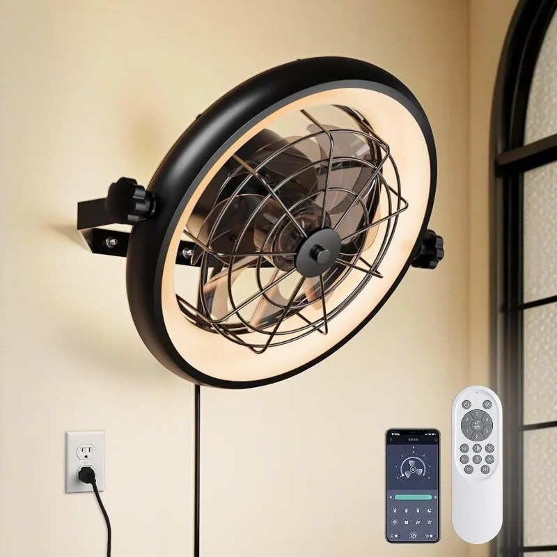 American top-mounted wall-mounted dual-purpose fan light wall fan LED dimming mobile phone remote control dormitory