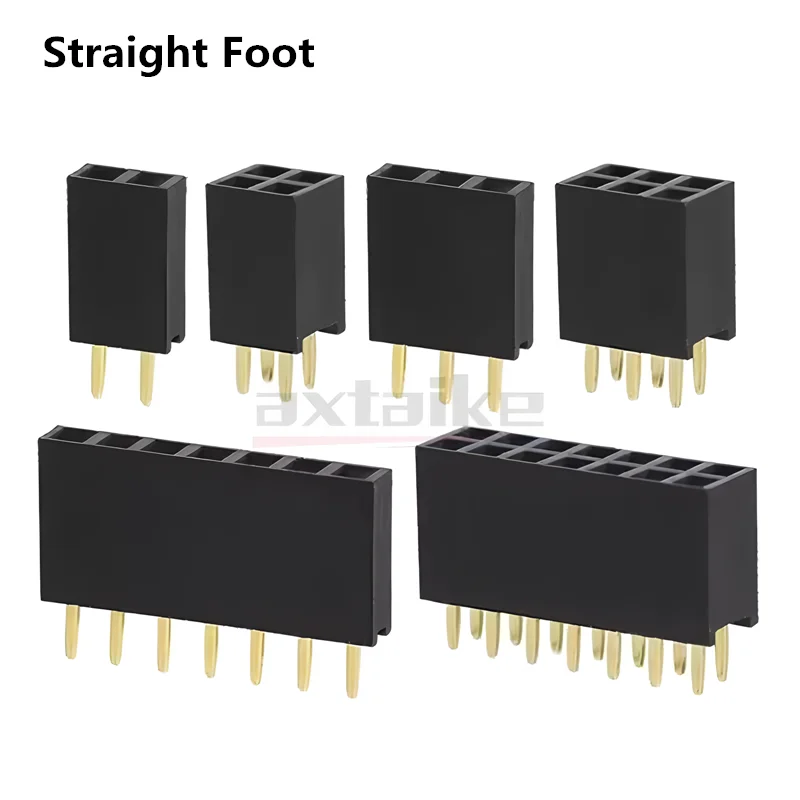女性用コネクタ,20個セット,2.54mm,pcb,2p,3,4,5,6,7,8,9,10,12,14,15,16,20または40ピン,個別二列ジャム