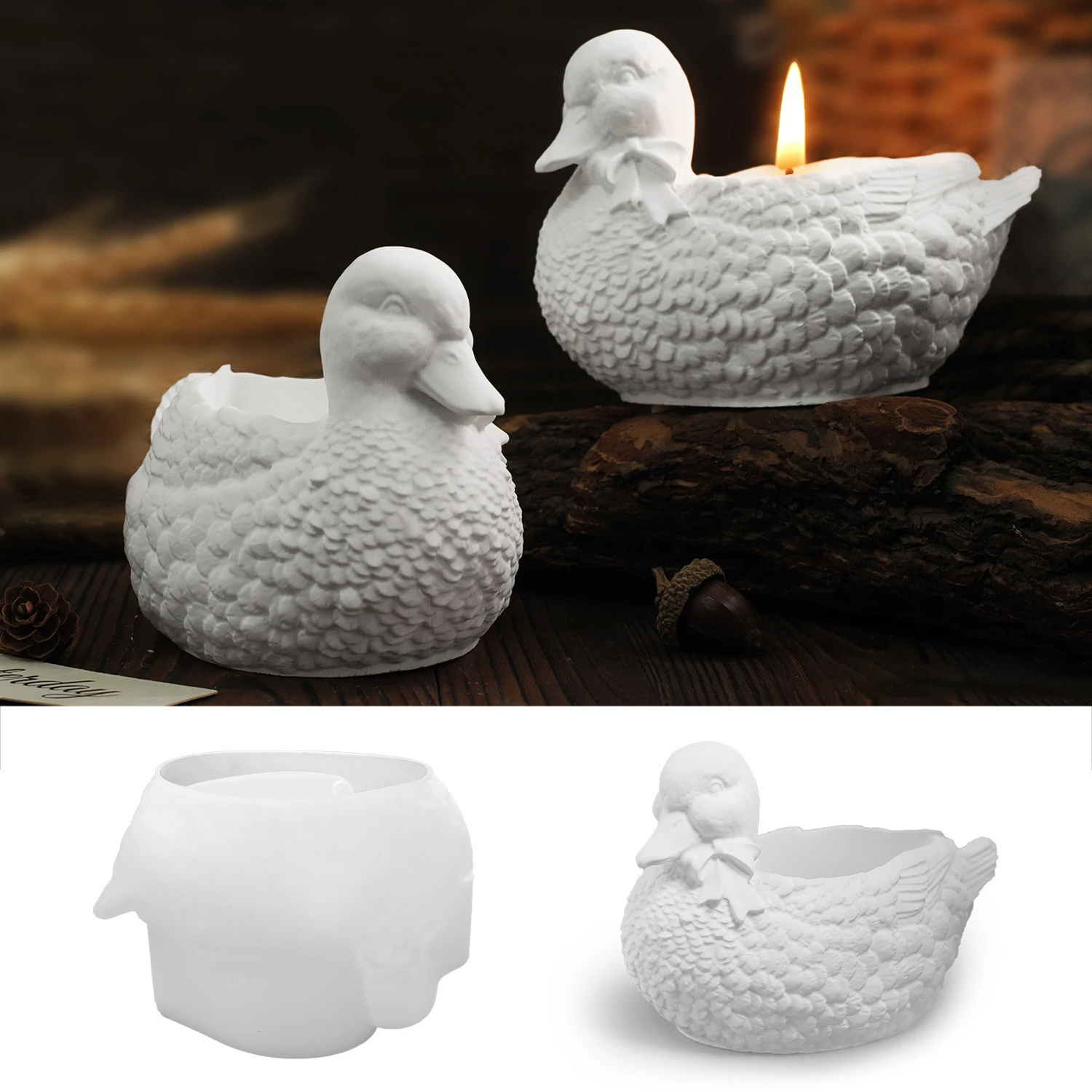 Duck Storage Box Mold Duck Candle Cup Ornament Silicone Mold Crystal Drip Glue Cement Gypsum DIY Handmade Mold