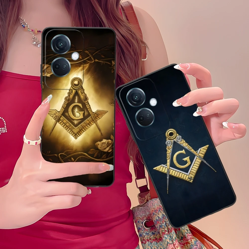 Freemason Painting Color Mobile Cell Phone Case for OPPO Find X5 X3 X2 A93 Reno 8 7 Pro A74 A72 A53 Black Soft Phone Cover Shell