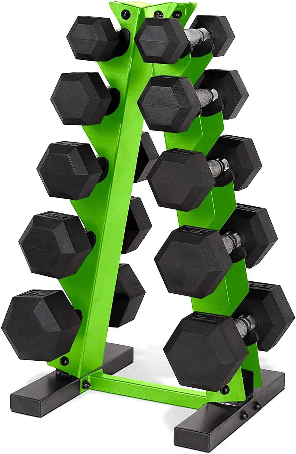 150 LB Dumbbell Set with Rack, Color Series