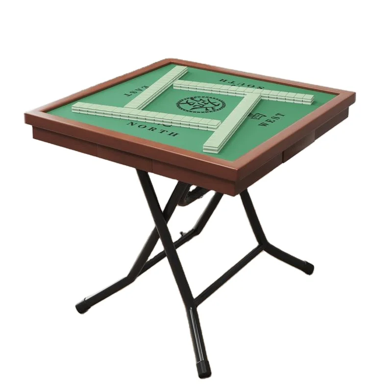 

Hot Selling China Style Simple Baloot Table Cheap Portable Dominoes Wooden Square Mahjong Poker Table
